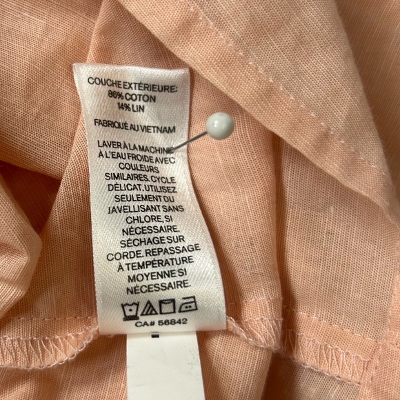 Express Light Coral Off-Shoulder Blouse. Linen Blend. - Picture 8 of 10